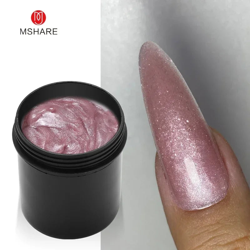 MSHARE 150ml Ice Blue Jelly Gel Builder Nail Extension Gel Tpo Hema Free Gel Nail Construction Cream Medium Shimmer UV Led Gel