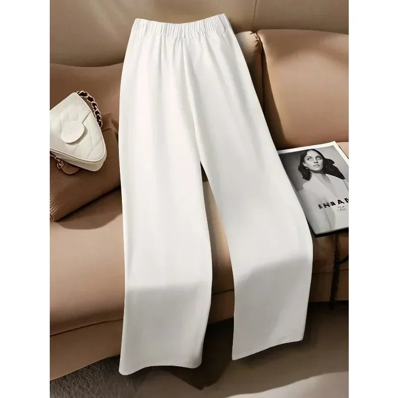Solid Color Loose Straight Leg Trousers
