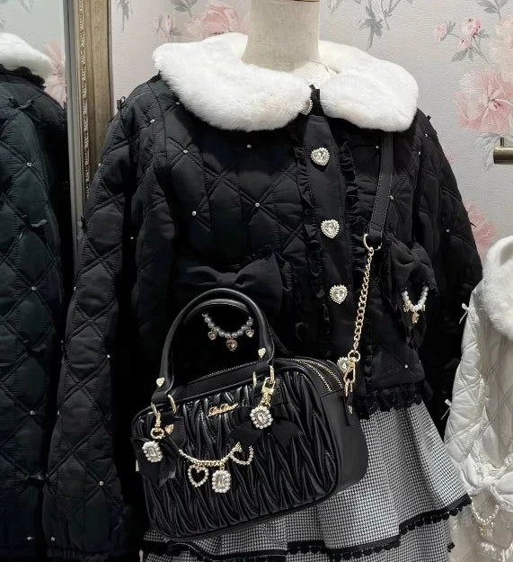 Doll Fur Collar Short Parka
