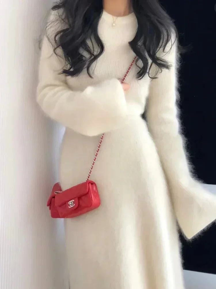 Knitted Pullover Imitation Mink Matching Set