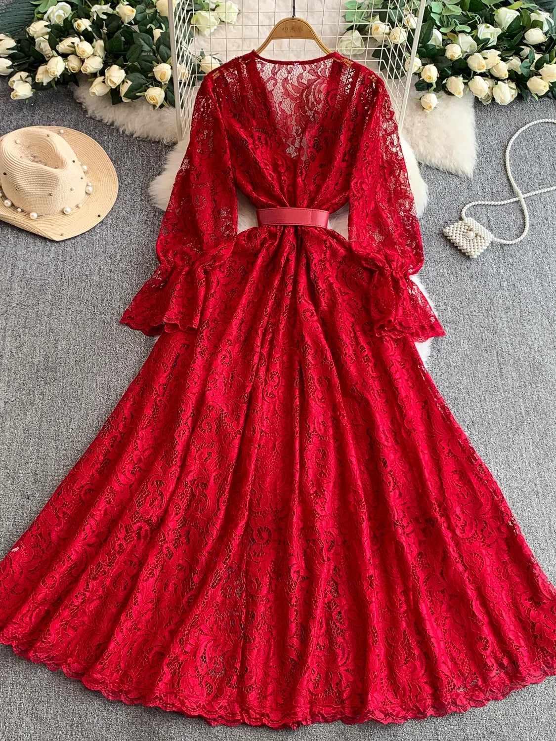 Lace V-Neck Dress
