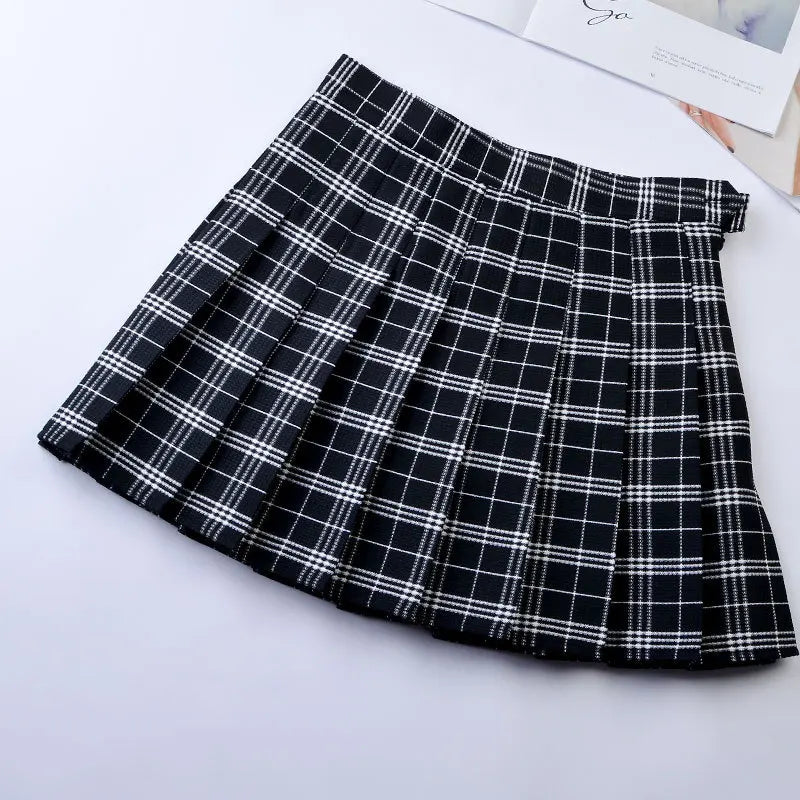 Pleated Plaid Skirt