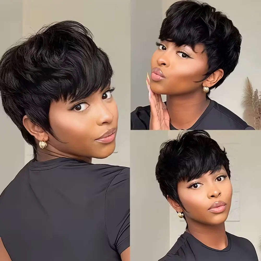 Natural Look Short Pixie Cut Human Hair Wig