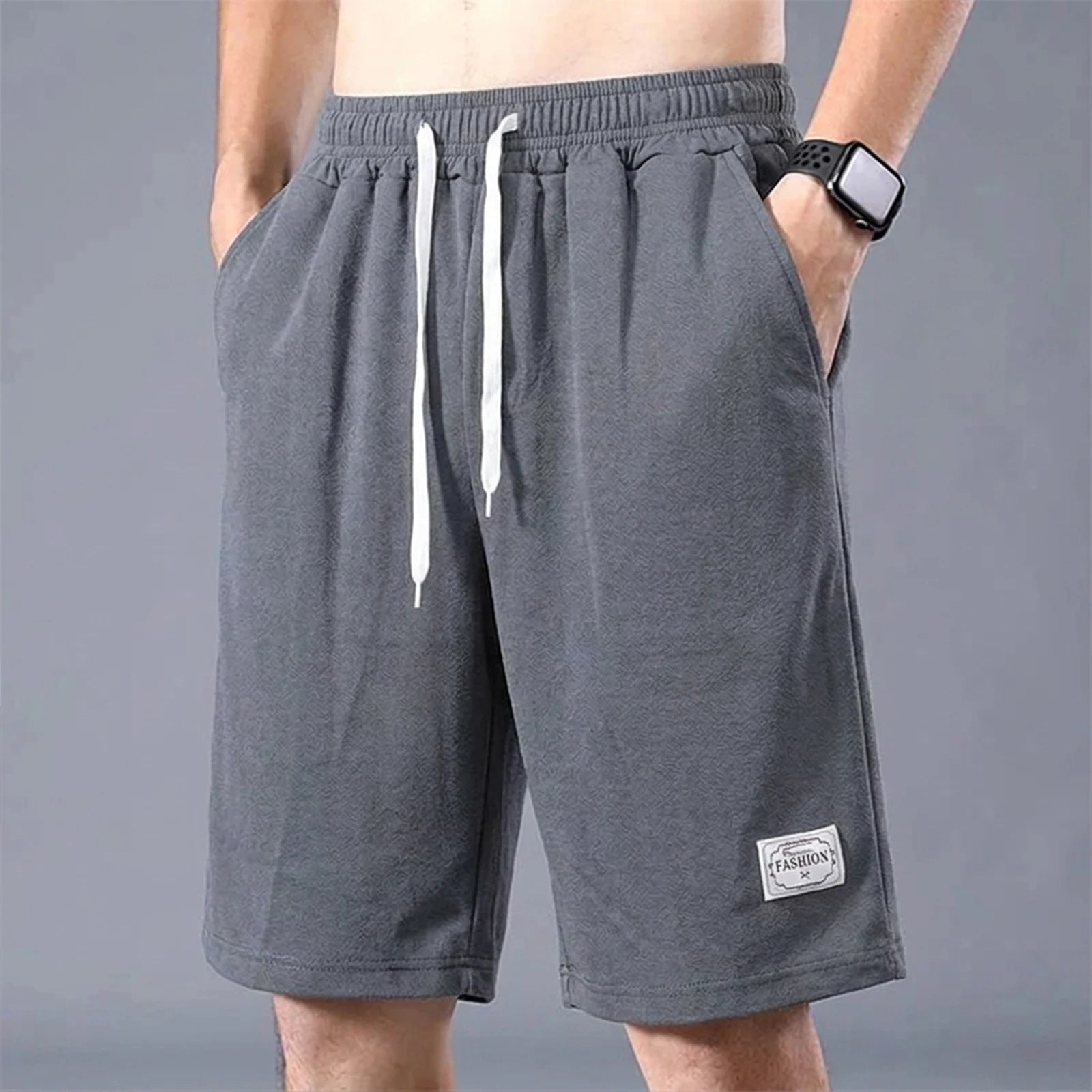 メンズ アイスシルク ショートパンツ 薄手 スポーツ クロップドパンツ ゆったり ストレート脚 クール 通気性 新トレンド カジュアル XL-XXXL