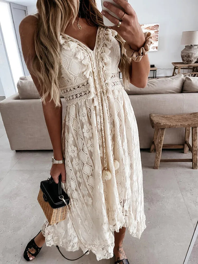 Lace Boho Style Long Dress