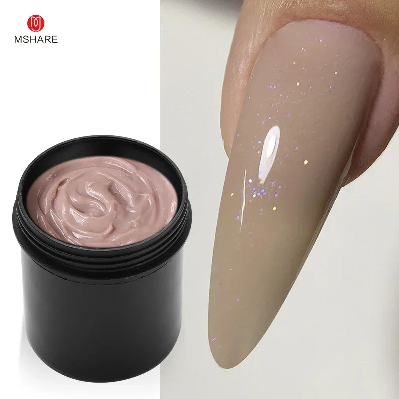 MSHARE 150ml Ice Blue Jelly Gel Builder Nail Extension Gel Tpo Hema Free Gel Nail Construction Cream Medium Shimmer UV Led Gel