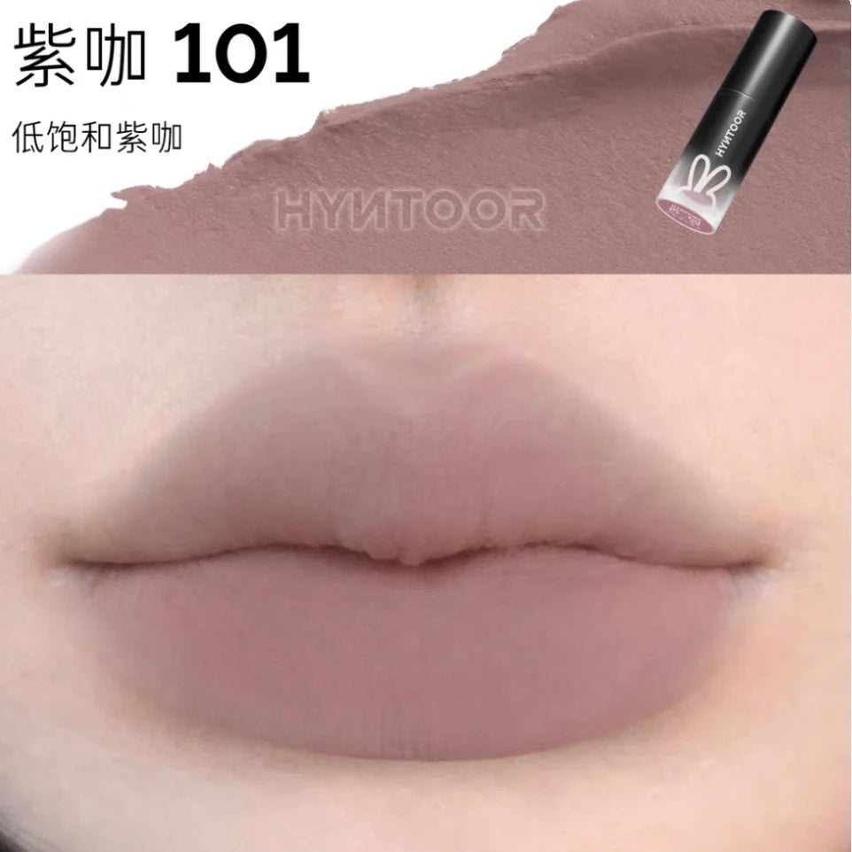 Hyntoor Matte Lip Mud Nude Goth Soft Mist Velvet Punk Smoky Black Grey High Colors Lipstick Lasting Lip Makeup