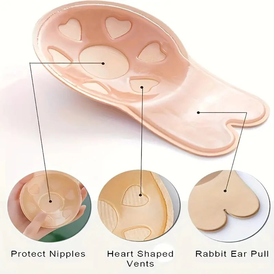 Women's Push Up Bras Self Adhesive Silicone Strapless Invisible Bra Reusable Sticky Breast Lift Tape Nipple Cover Stick On Bras