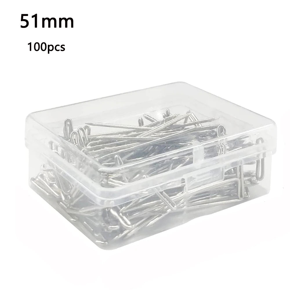 100pcs Long T pins Silver Wig Pins for Wigs Making/Display On Mannequin Canvas Head 38/51mm T pins needle Salon Styling Tools ﻿
