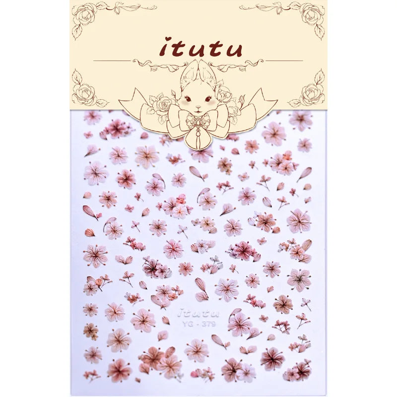 5D Relief Colorful Simulated Flower Nail Art Stickers 3D Embossed Lifelike Dry Petal Florets Decals Manicure Accessories