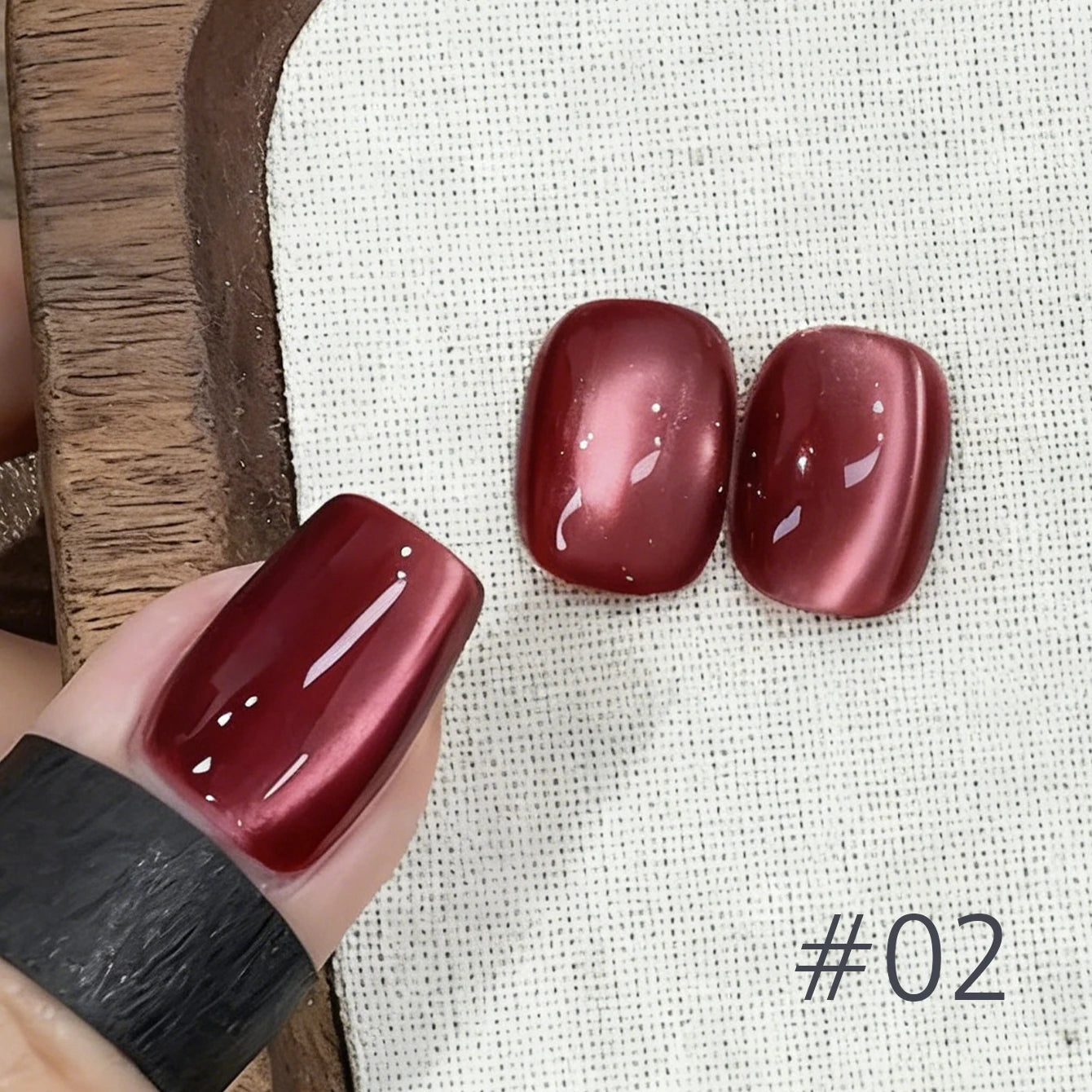 10ML 1-8PCS Red Cat Eye Nail Polish Red Nails 2026 New Cherry Wine Deep Red Glass Bead Magnet Cat Eye Spear Crystal Gel