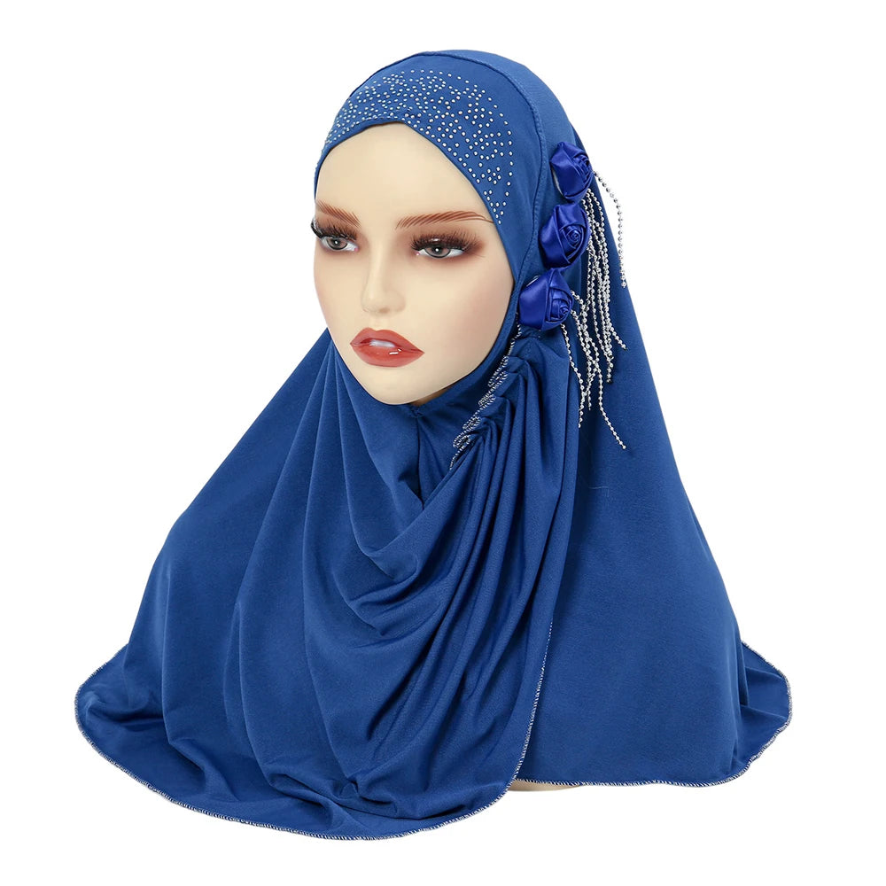 Newest Women's Hijabs with Diamon Floral Fashion Instant Islamic Muslim Turban Headscarf Classic Ladies Scarf Cap Shawls RIMAIRE
