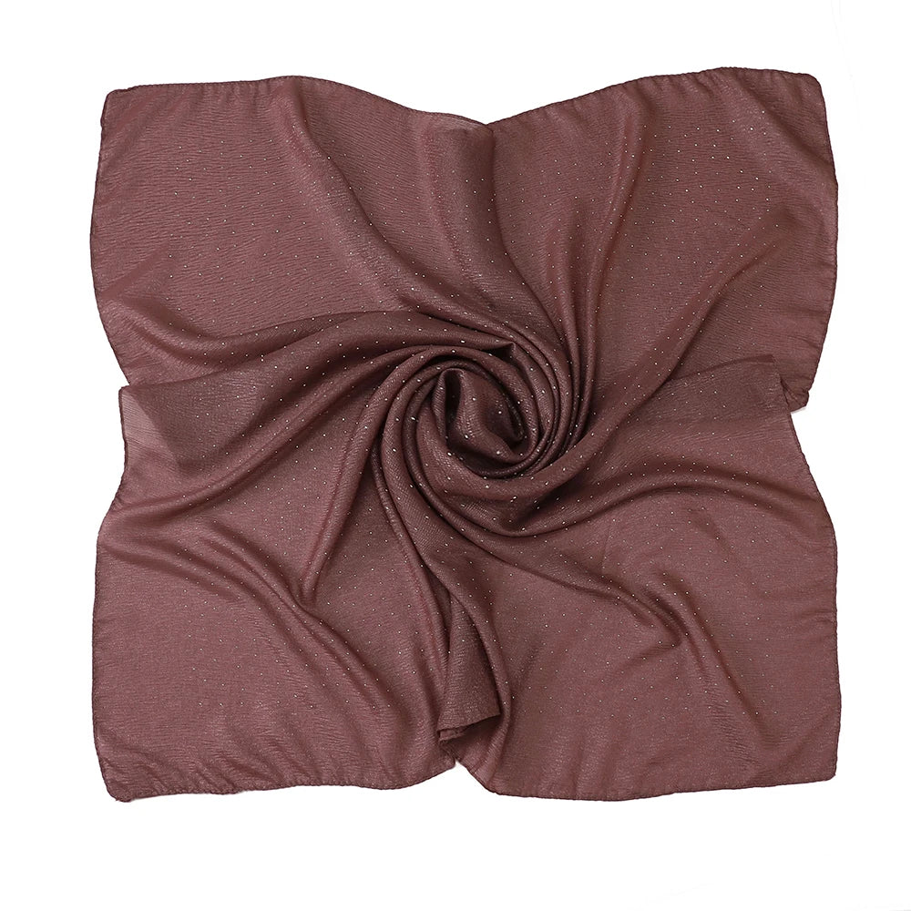 New Muslim Chiffon Square Hijab Premium Rhinestone Scarf Malaysia Shawl Plain Muslim Wraps Soft Turban Headband Shawl Supplier