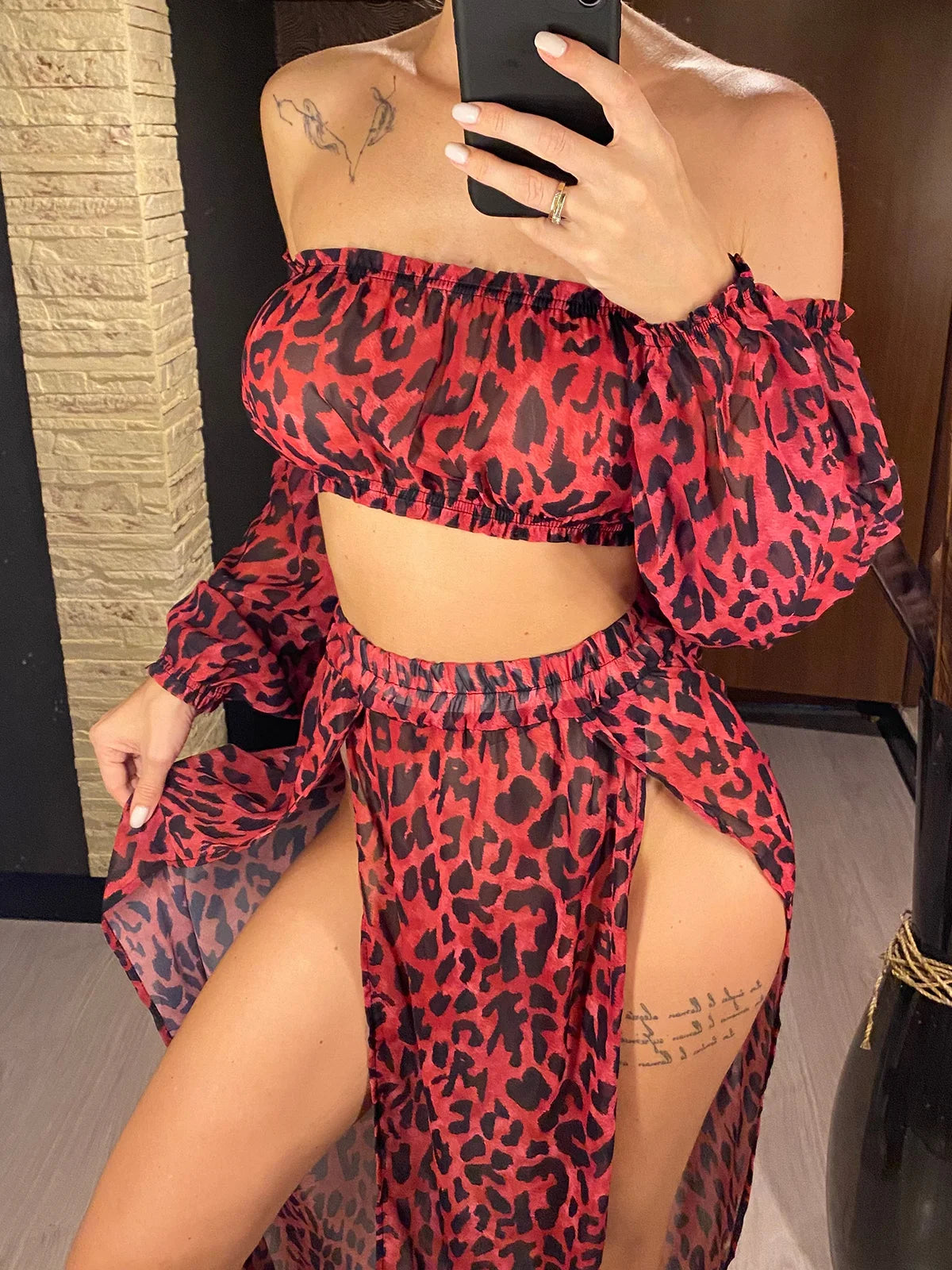 Off Shoulder Long Sleeve 2 Pieces Set