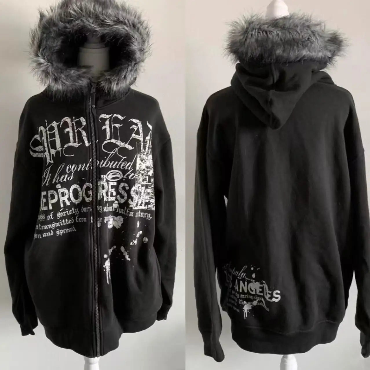 Fur-Lined Zipper Hoodie Jacket
