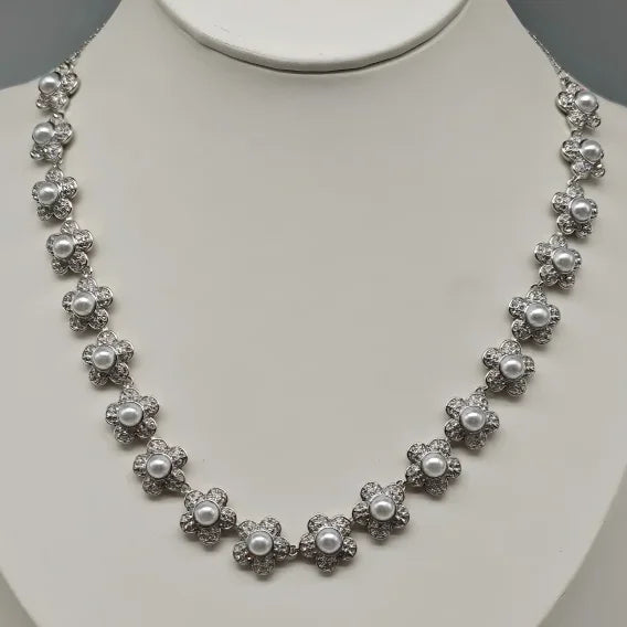 Flower Necklace Bracelet Earring Set