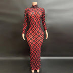 Sparkly Big Rhinestone Transparent Long Dress