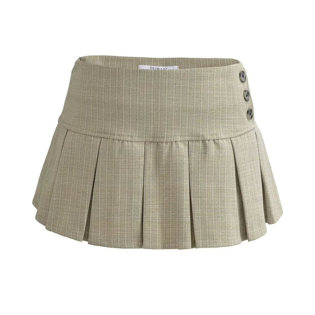 Low Waisted Pleated Mini Skirt