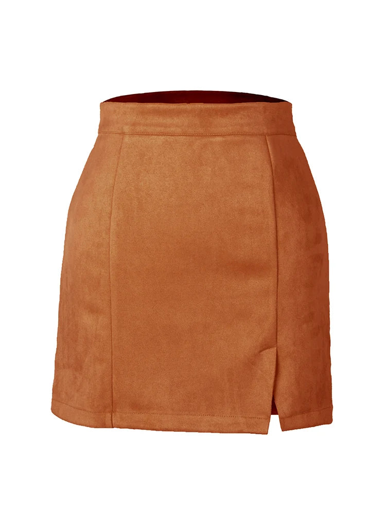 MiuKoMiYa A Line Suede Mini Skirt