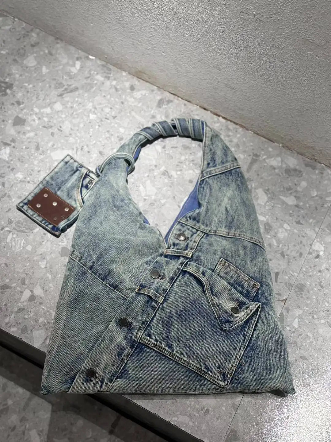 Washed Denim Handbag