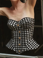 Tweed Strapless Corset Top