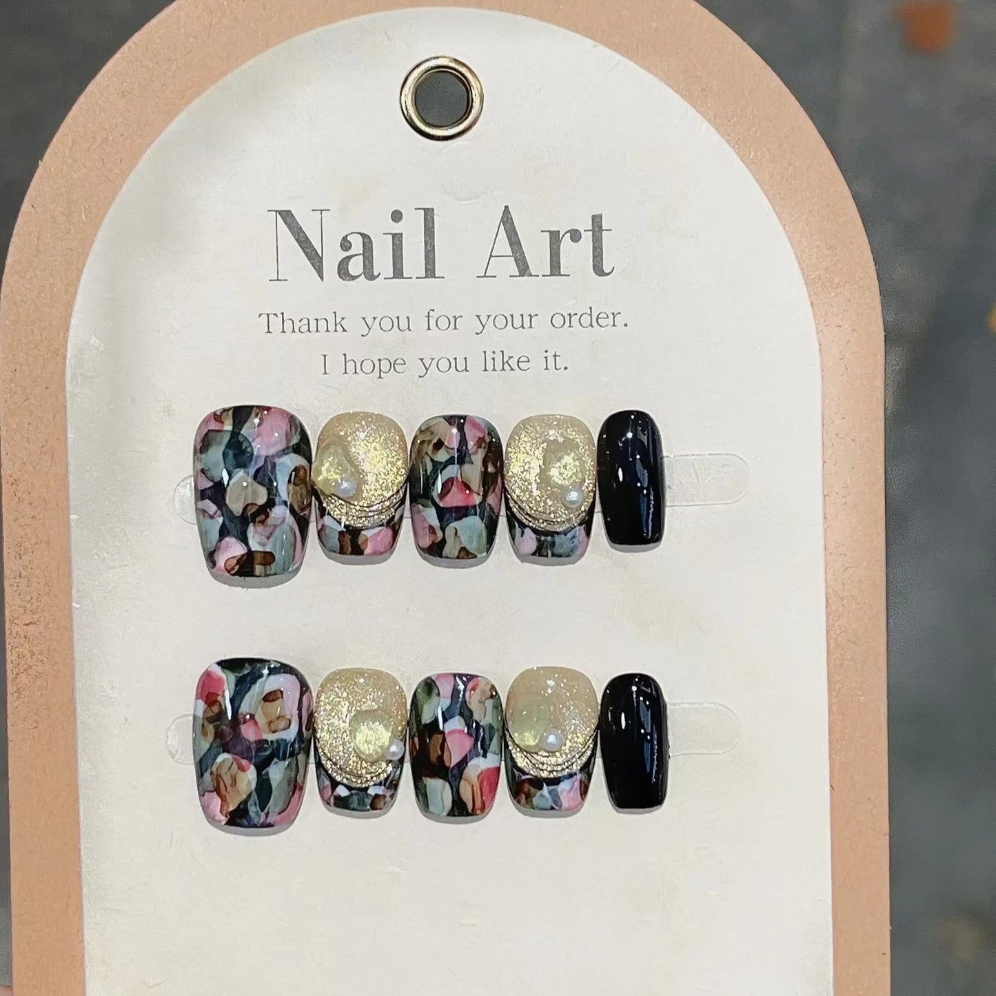 10pc Blue Cat Eye Handmade Press on Nails Flower Fake Nails False Nails Artificial Nail Wearable Detachable Nail Tips Art Uñas