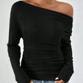 Skew-Neck Long Sleeve T-Shirt