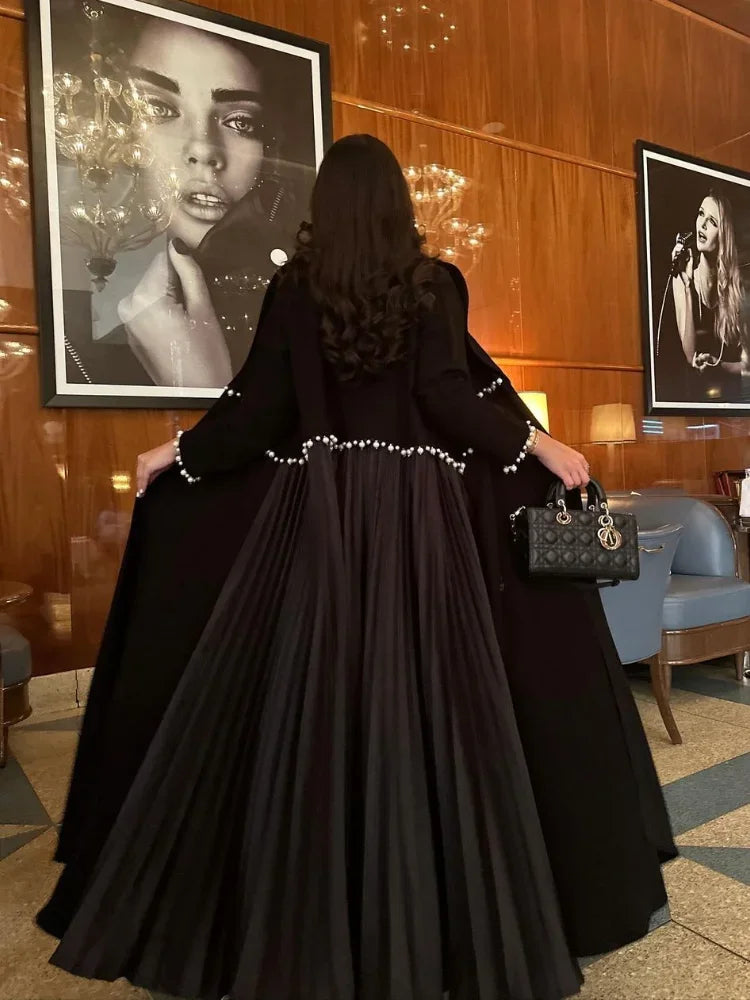 Eid Muslim Pearl Abaya for Women Beading Ramadan Cardigan Pleated Long Dress Morocco Kaftan Long Abayas Dubai Robe Jalabiya 2026