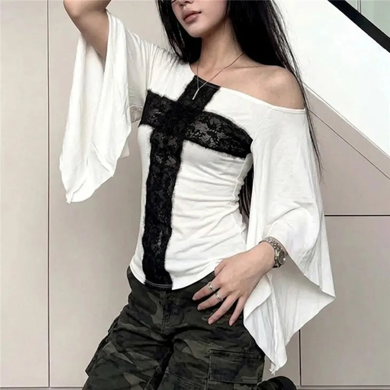 Lace Stitch Cross T-Shirt