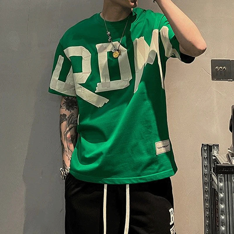 Solid Color Letter Printed Tee