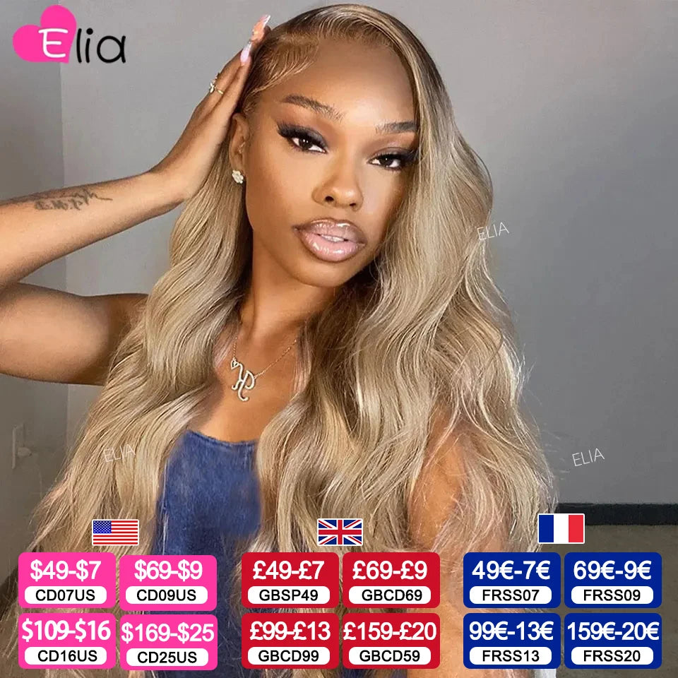 Brown Roots Blonde Colored Hair Wig