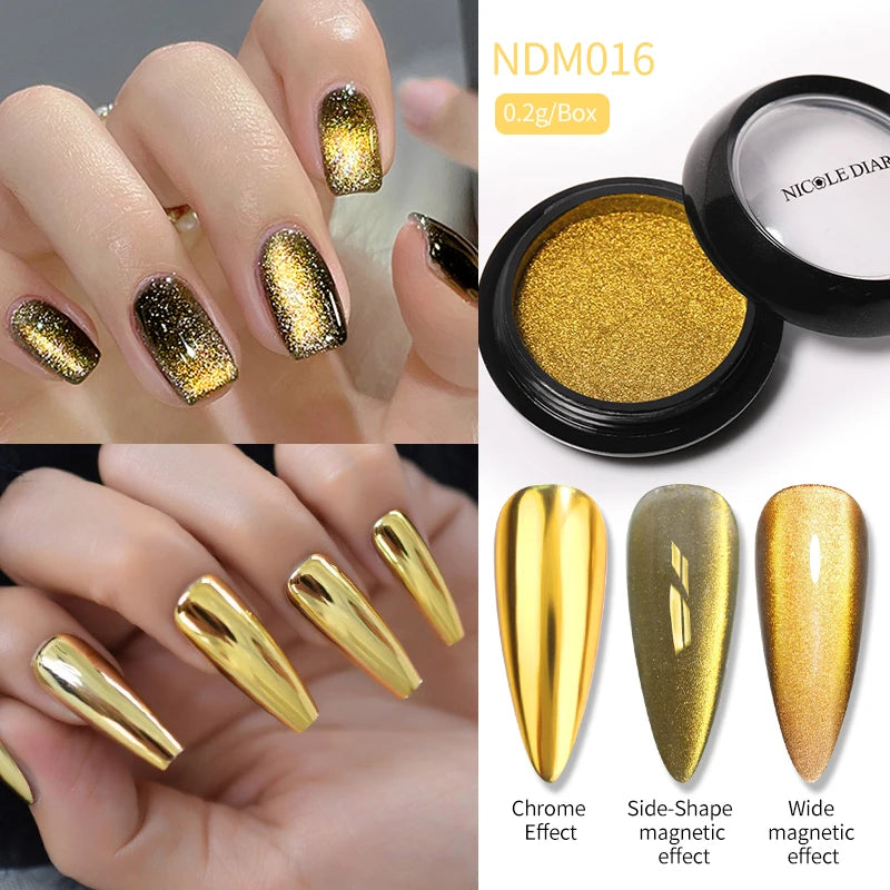 Water Light Purple Cat Magnetic Nail Powder Glitter Cat Magnet Effect Metallic Nail Pigment Dust Nail Art Supplies Decoration