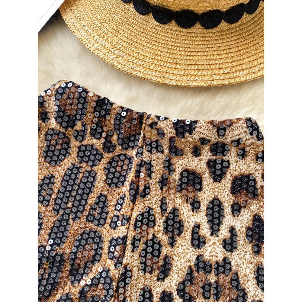 Leopard Sequin Shorts