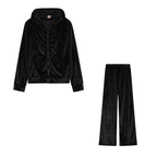 Women's Two Piece Tracksuit with Rhinestone Design, Casual Lounge Set, Sparkling Letter Hoodie and Pants
