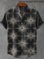 Pattern Printed Summer Comfortable Linen Short Sleeve Shirt