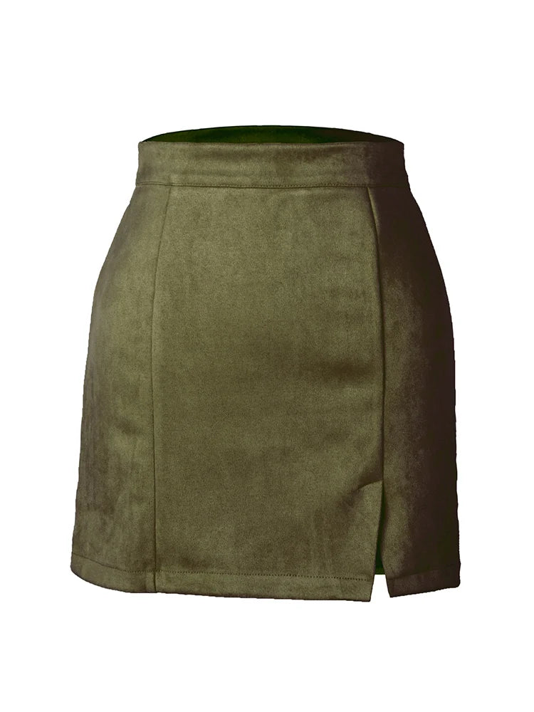 MiuKoMiYa A Line Suede Mini Skirt
