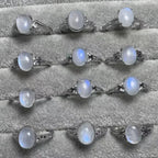 Natural Moonstone White Copper Adjustable Ring