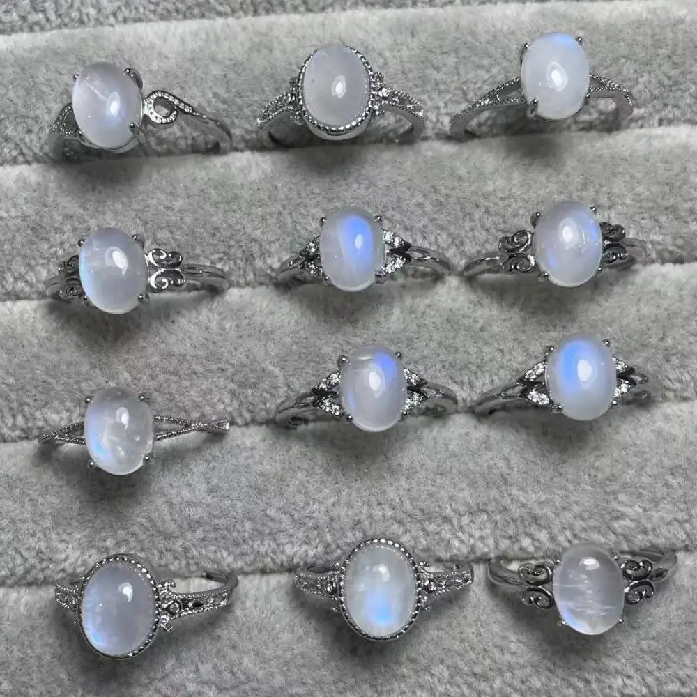 Natural Moonstone White Copper Adjustable Ring