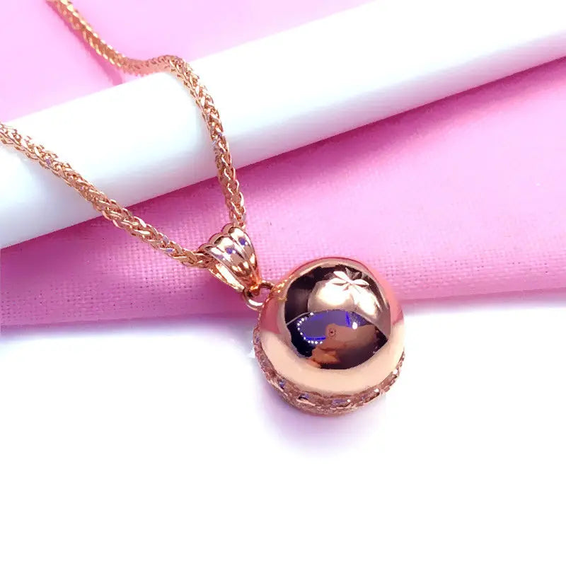 Plated 14K Rose Gold Ball Bead Necklace