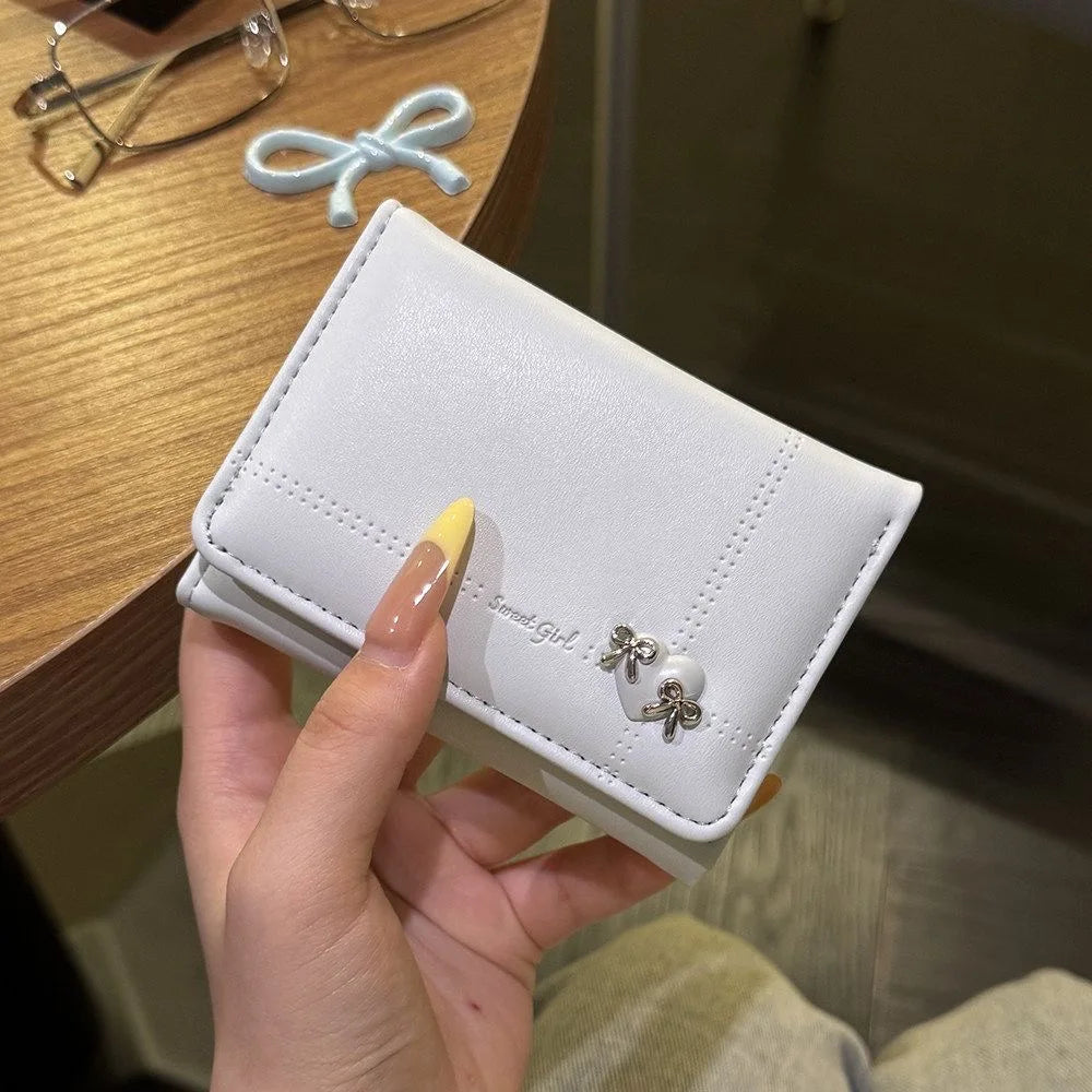 Simple Love Bow Short Wallet