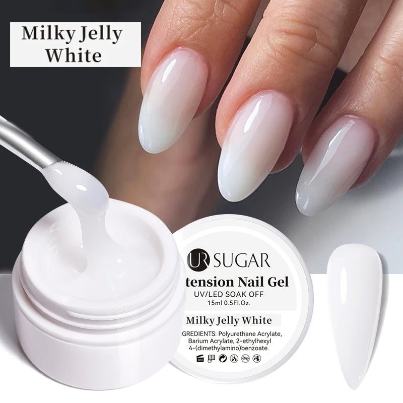 UR SUGAR 15ml Extension Nail Gel Jelly Pink White Clear Hard Gel Extension UV Gel For Nails Finger French Nail Art DIY Manicure