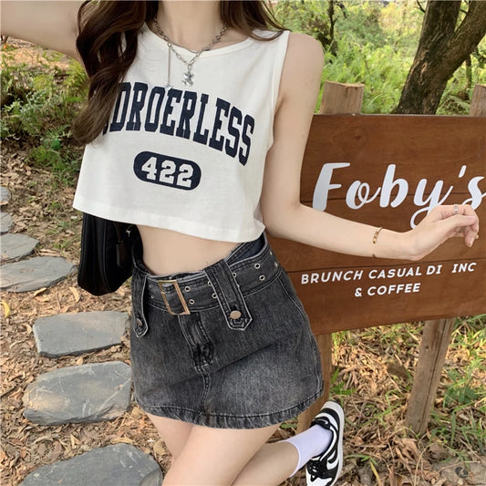 Graphic Sleeveless Crop Top