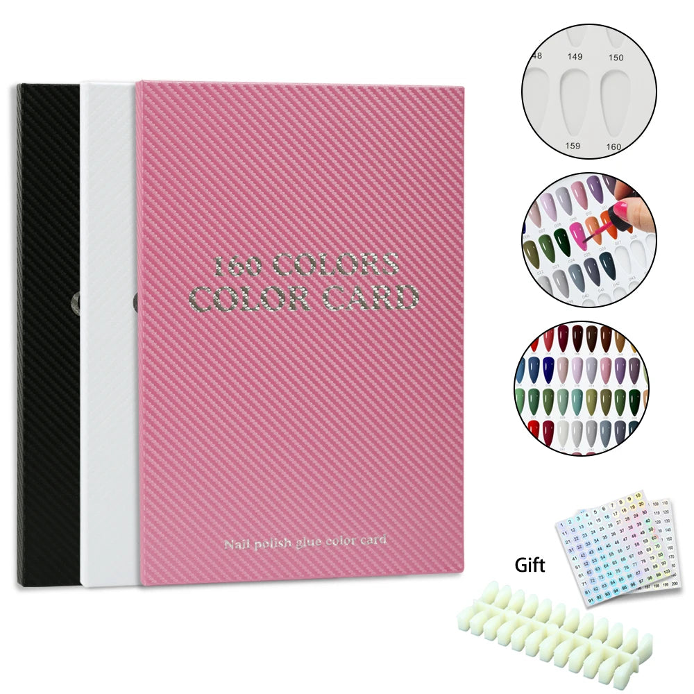 New 160Colors Waterproof Nail Display Book Nail Polish Books With 240 Fake Nails Tips False Nails Styles Showing Book Nails Tool