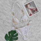Snakeskin Print Halter Diamond Bikini