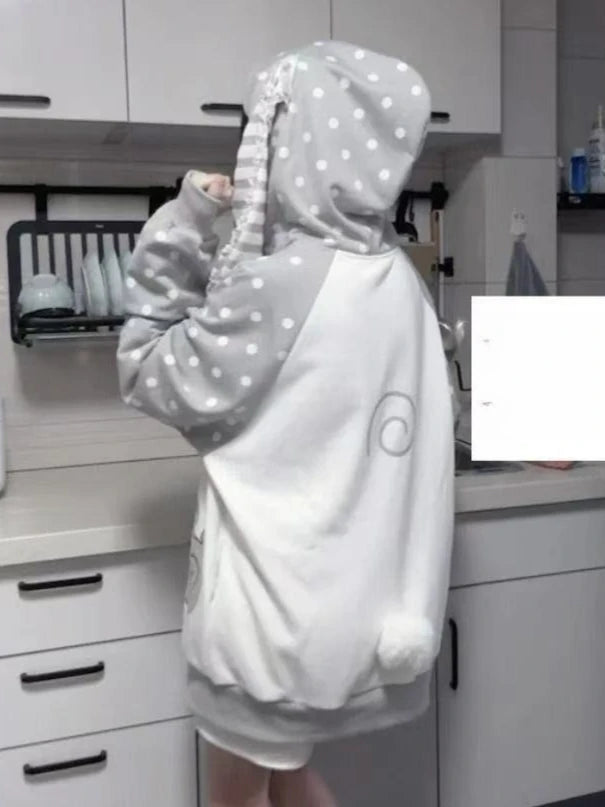 Kawaii Polka Dot Ear Design Sweatshirt