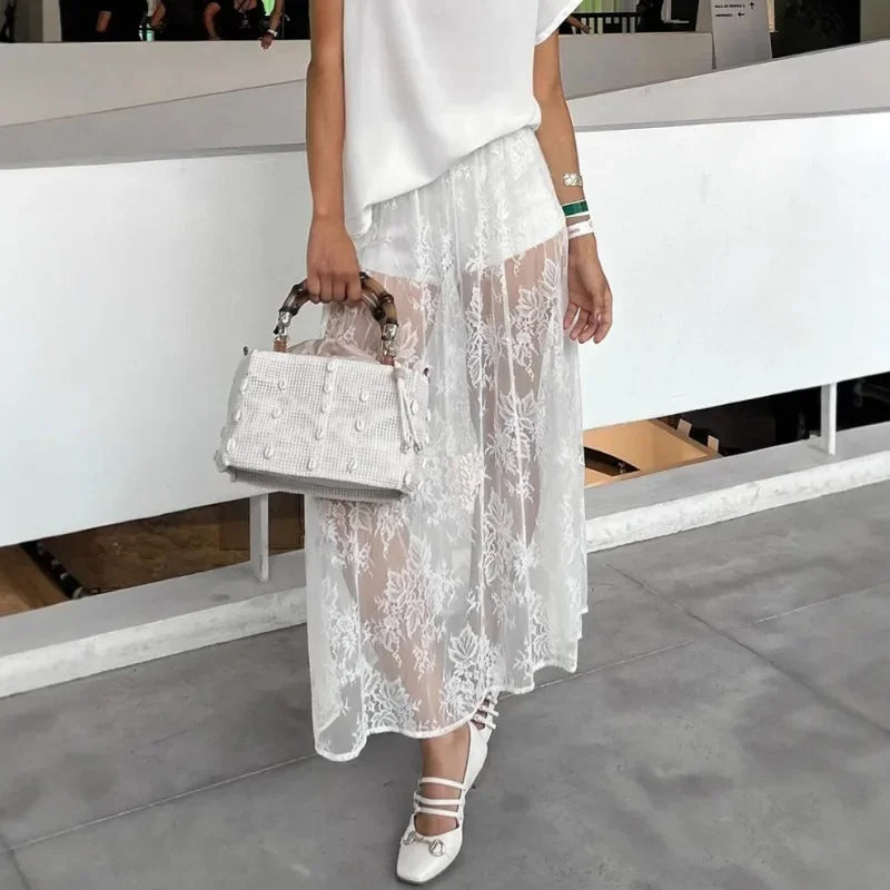 Lace See-Through Skirt