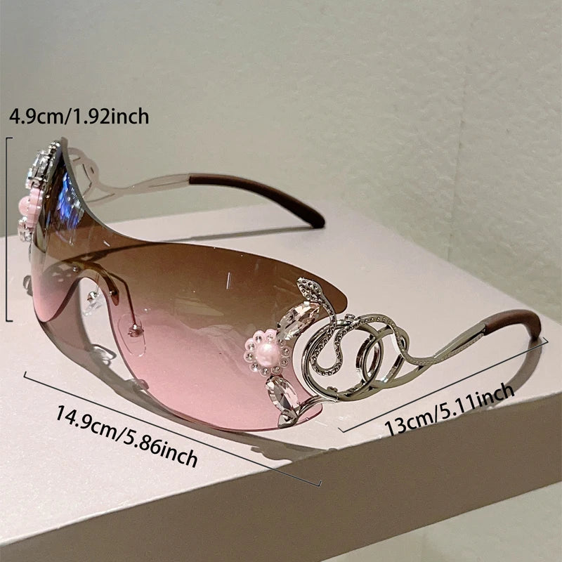 KAMMPT Rimless Sunglasses with Rhinestones