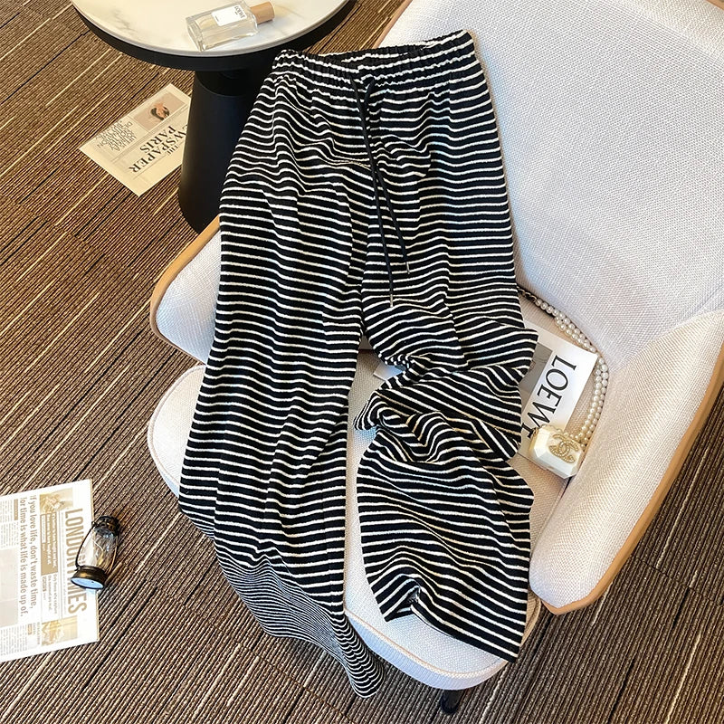 High Waist Striped Straight Leg Pants