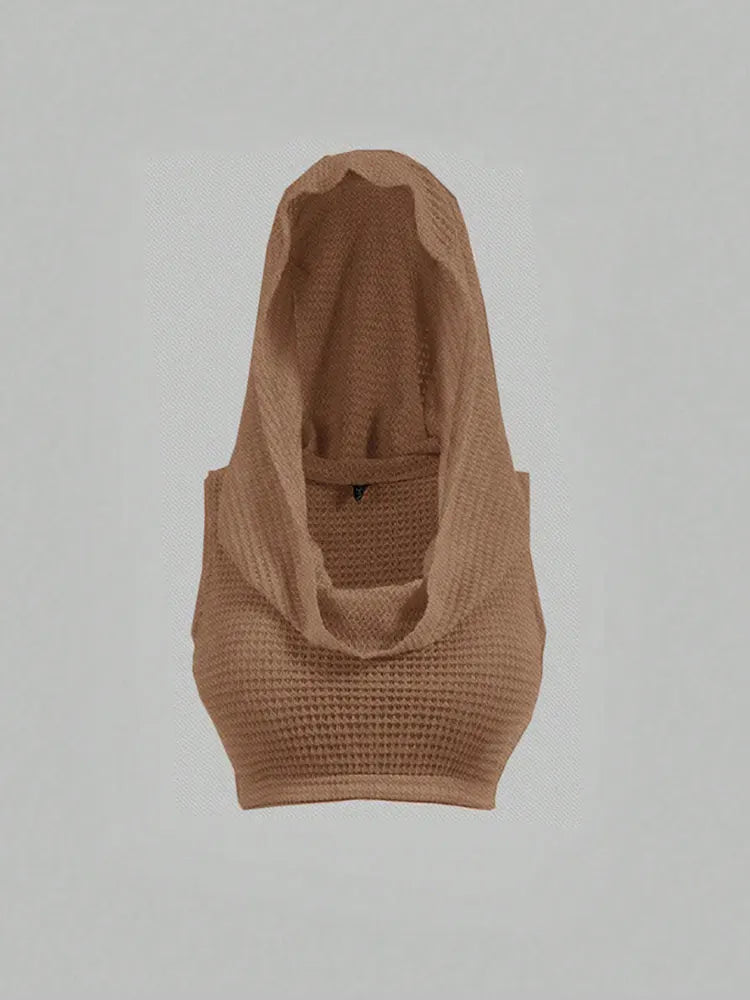 Hooded Sleeveless Knitted Top