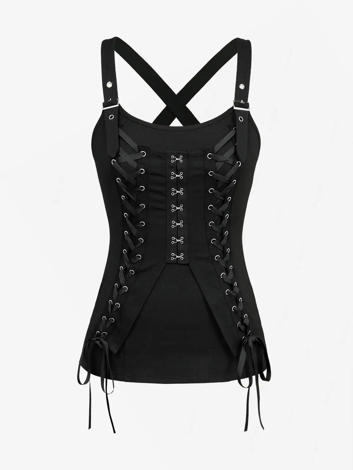 Lace Up Hook and Eye Crisscross Strappy Top